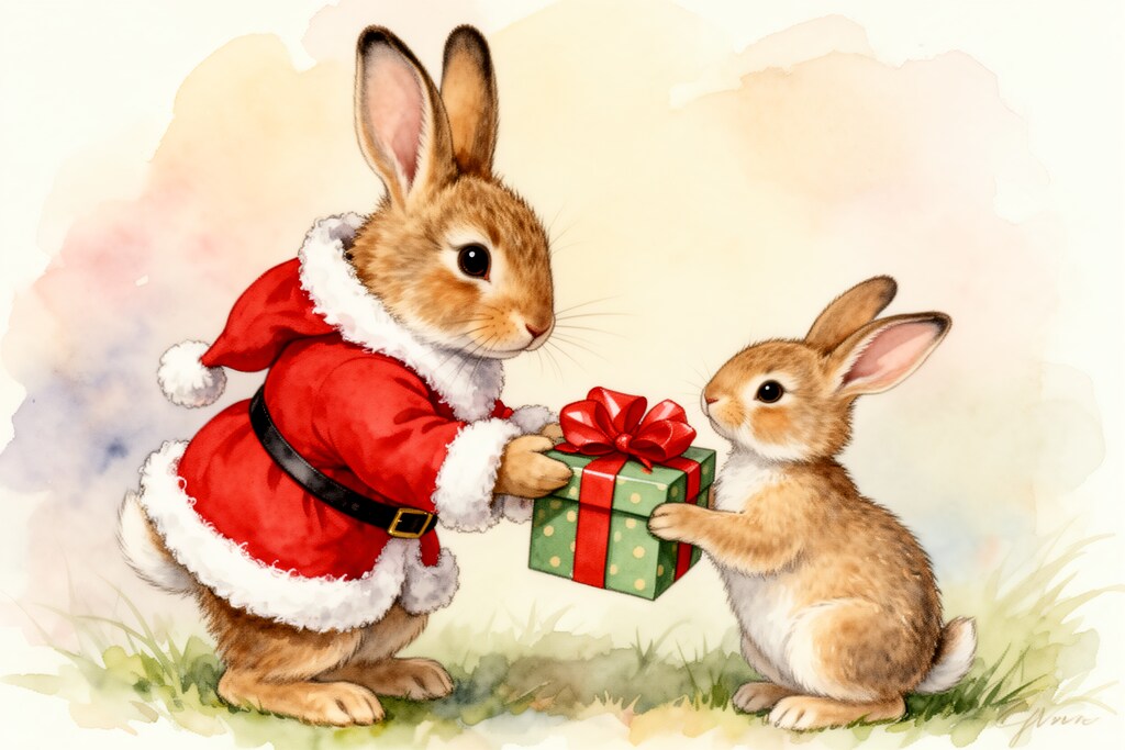 プレゼントを渡すうさぎ