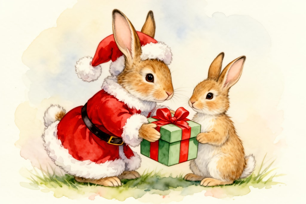 プレゼントを渡すうさぎ