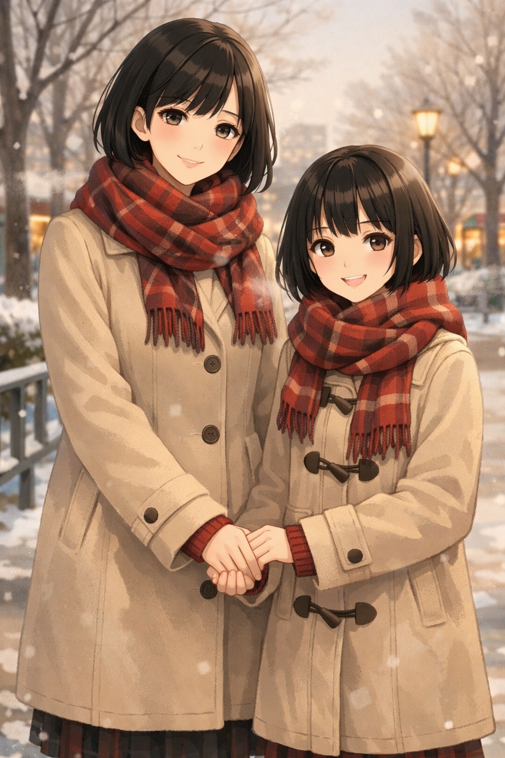 双子コーデの母娘