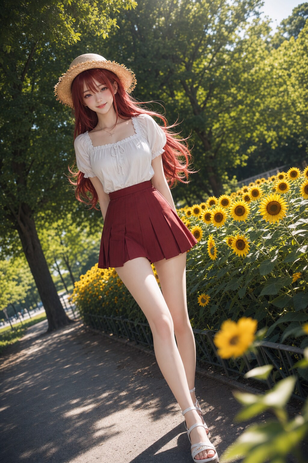 【ＧＰＴｉｍａｇｅｓ２．０様版】長身美脚赤髪紫目美少女（春夏秋冬）