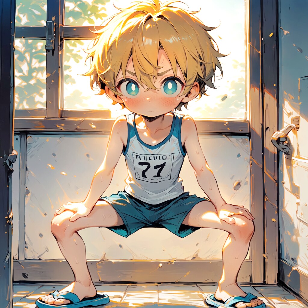 短パン少年にちょっとそこに立ってみてーって感じで