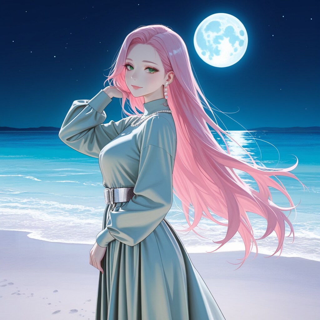 月を映す紫の潮風 | の人気AIイラスト・グラビア