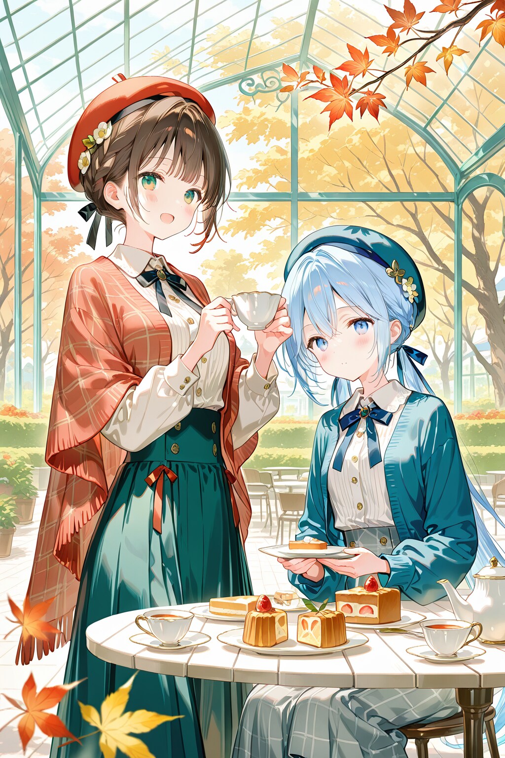 Tea time at a stylish café.