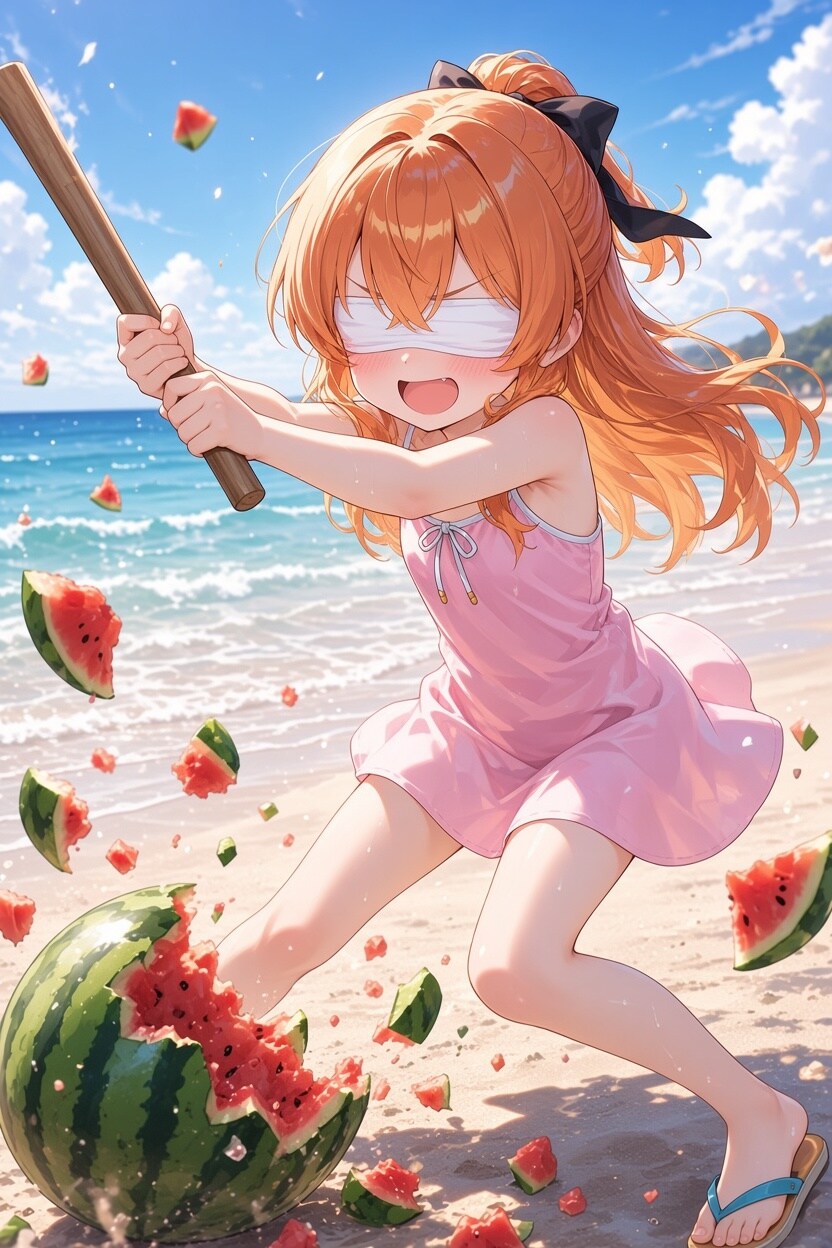 【 👘ちちぷい公式投稿企画：夏の思い出🎆 】🏖️✨ 冬華ちゃんの夏休み ✨🍉 | の人気AIイラスト・グラビア