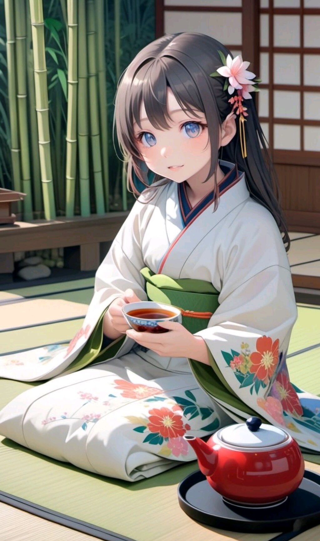 茶事を楽しむ小さな女の子