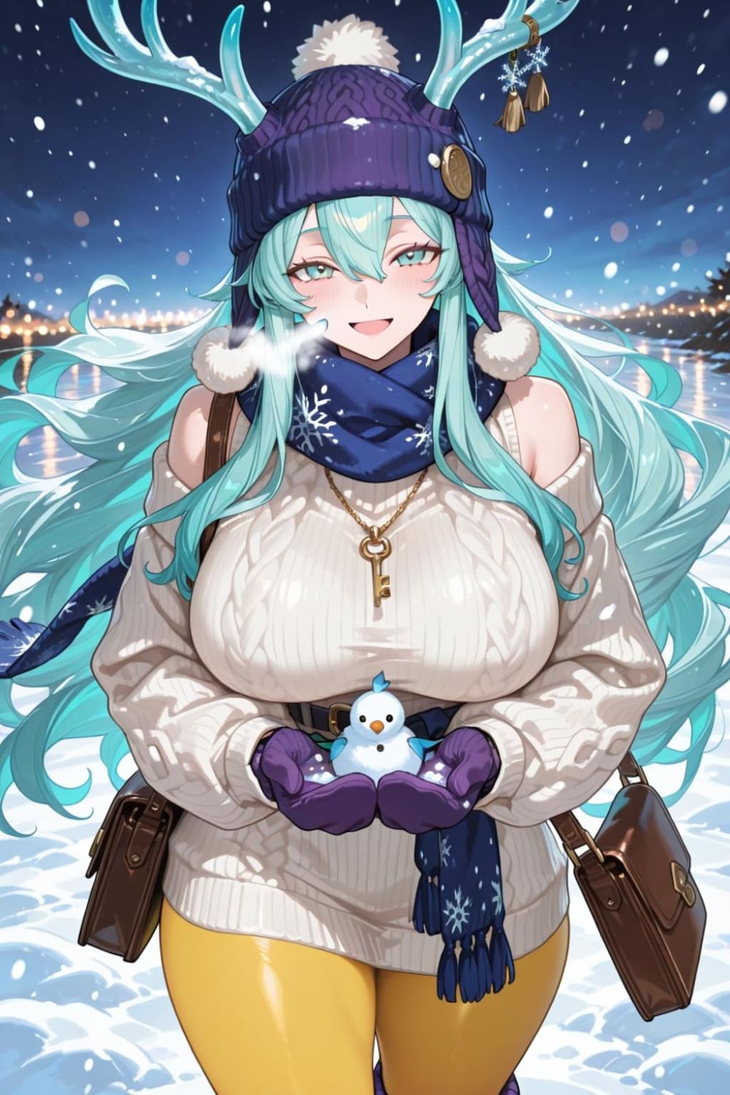 飴ちゃんくれるニット帽冬服セーターコスプレ魔女人妻