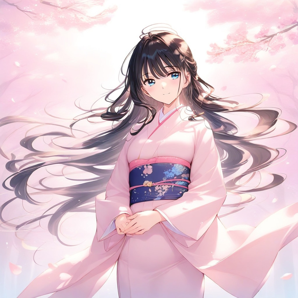 桜と着物と