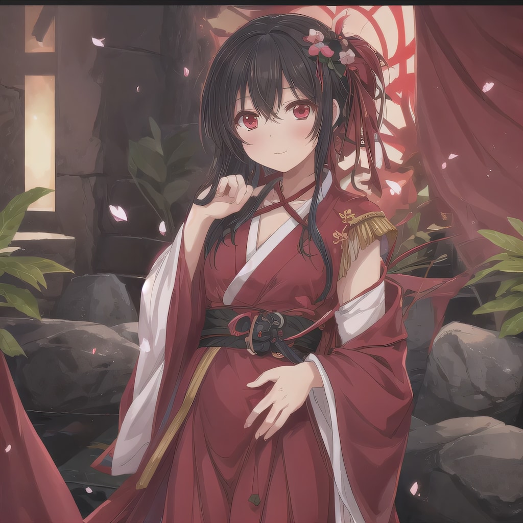 黒髪ロングで着物の少女３