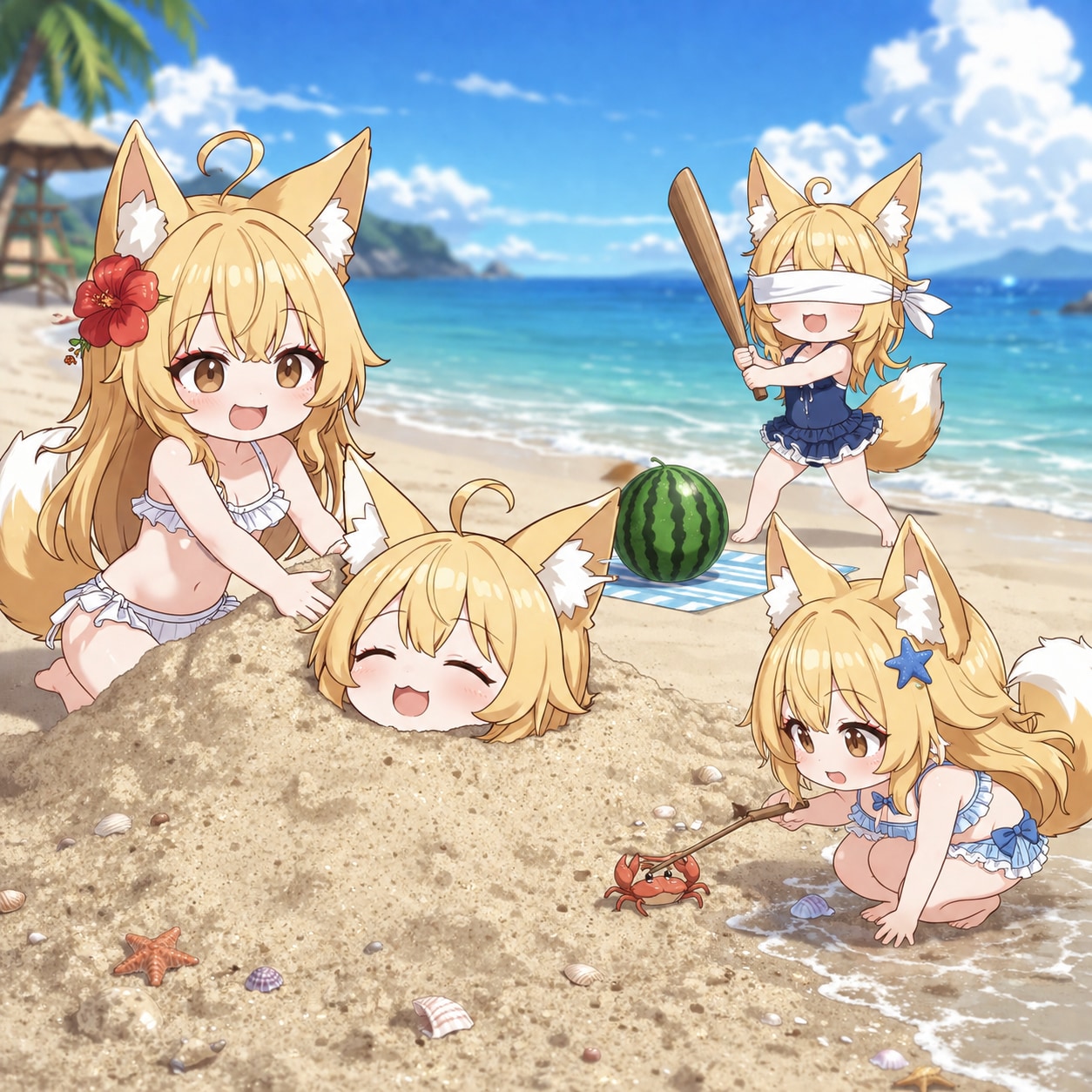海遊び狐っ娘