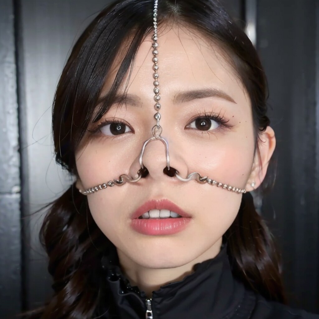 鼻フック美女