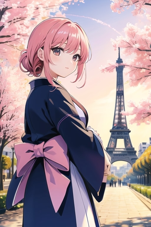 パリの桜公園 | の人気AIイラスト・グラビア