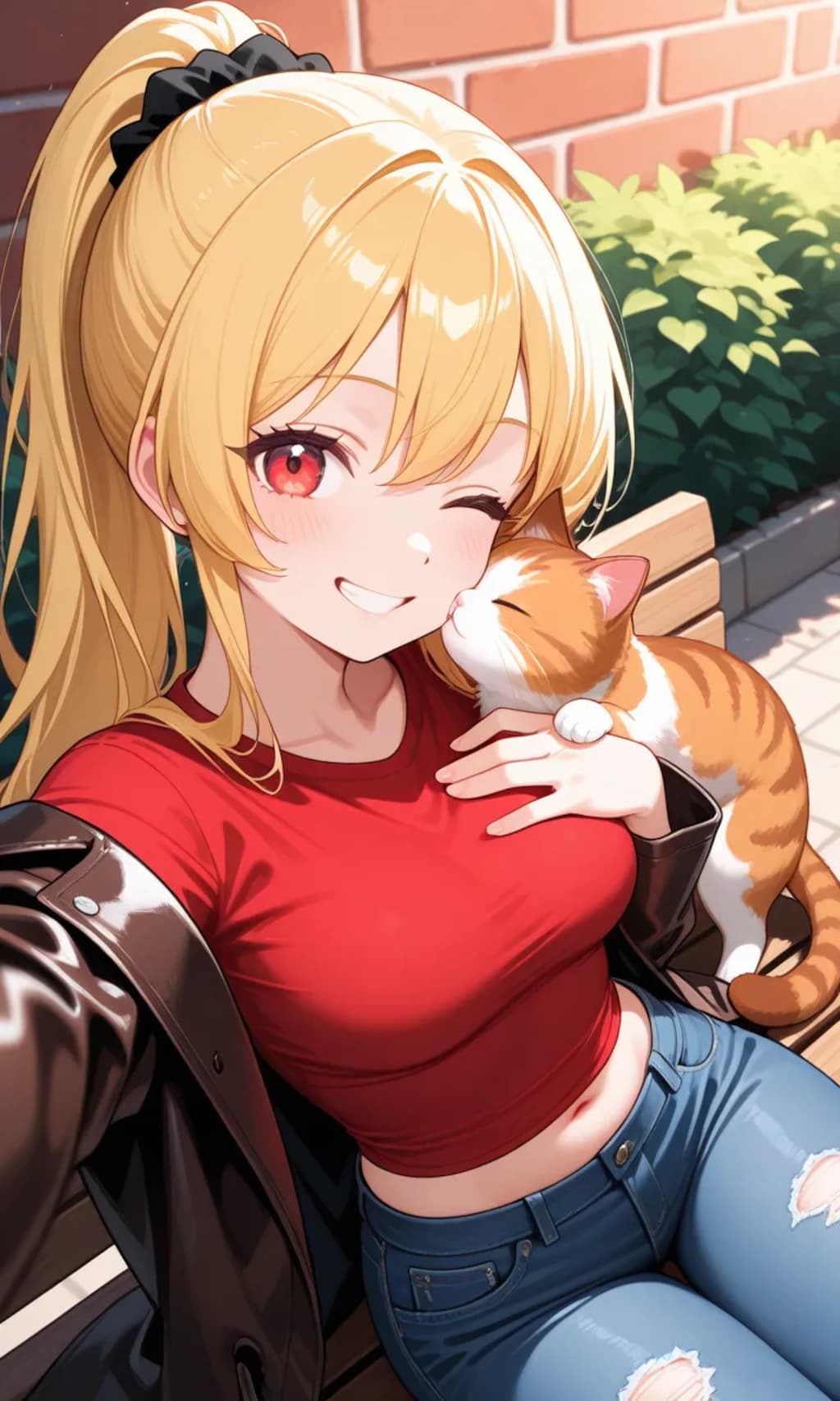 猫とツーショット