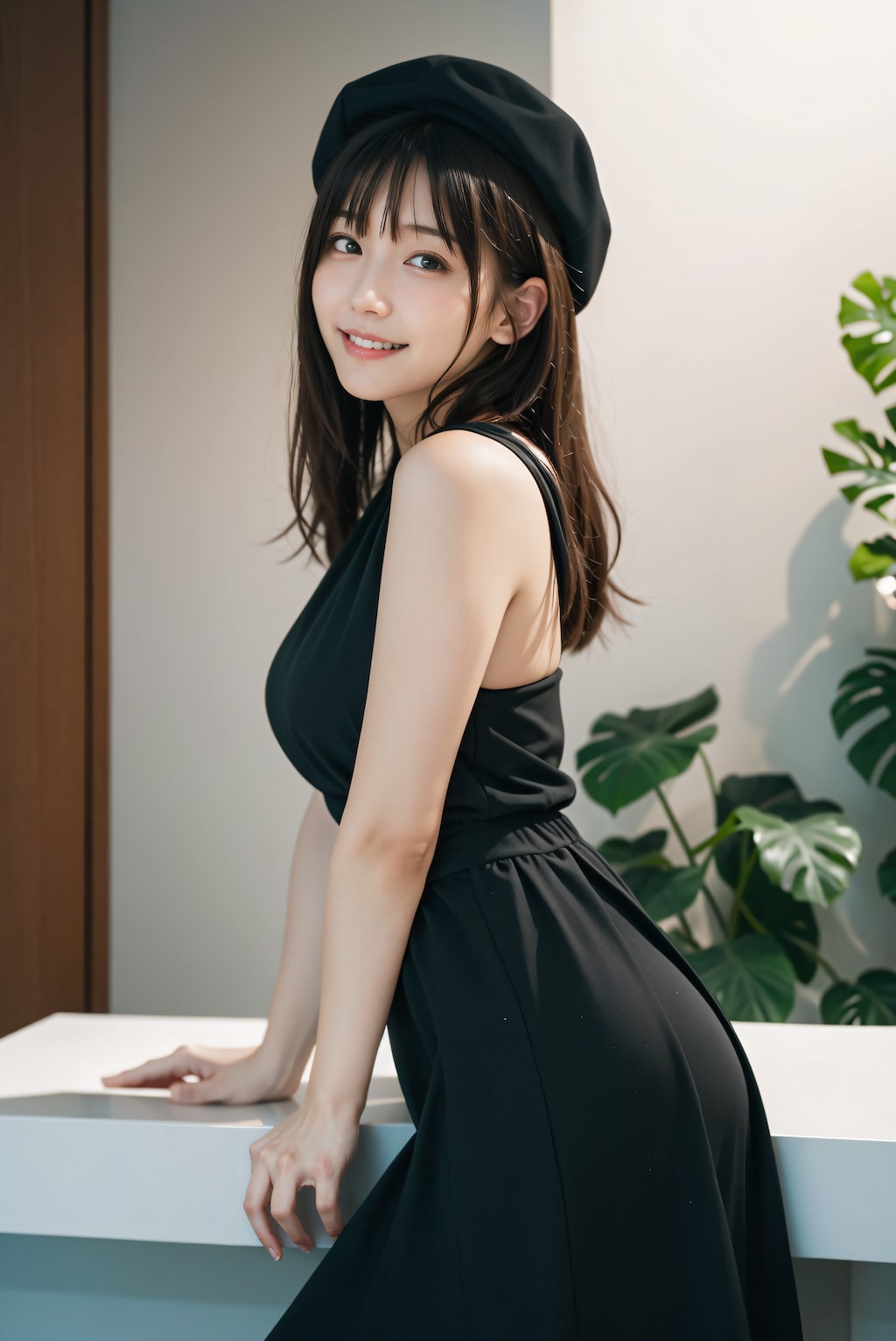 ドレス姿の受付嬢