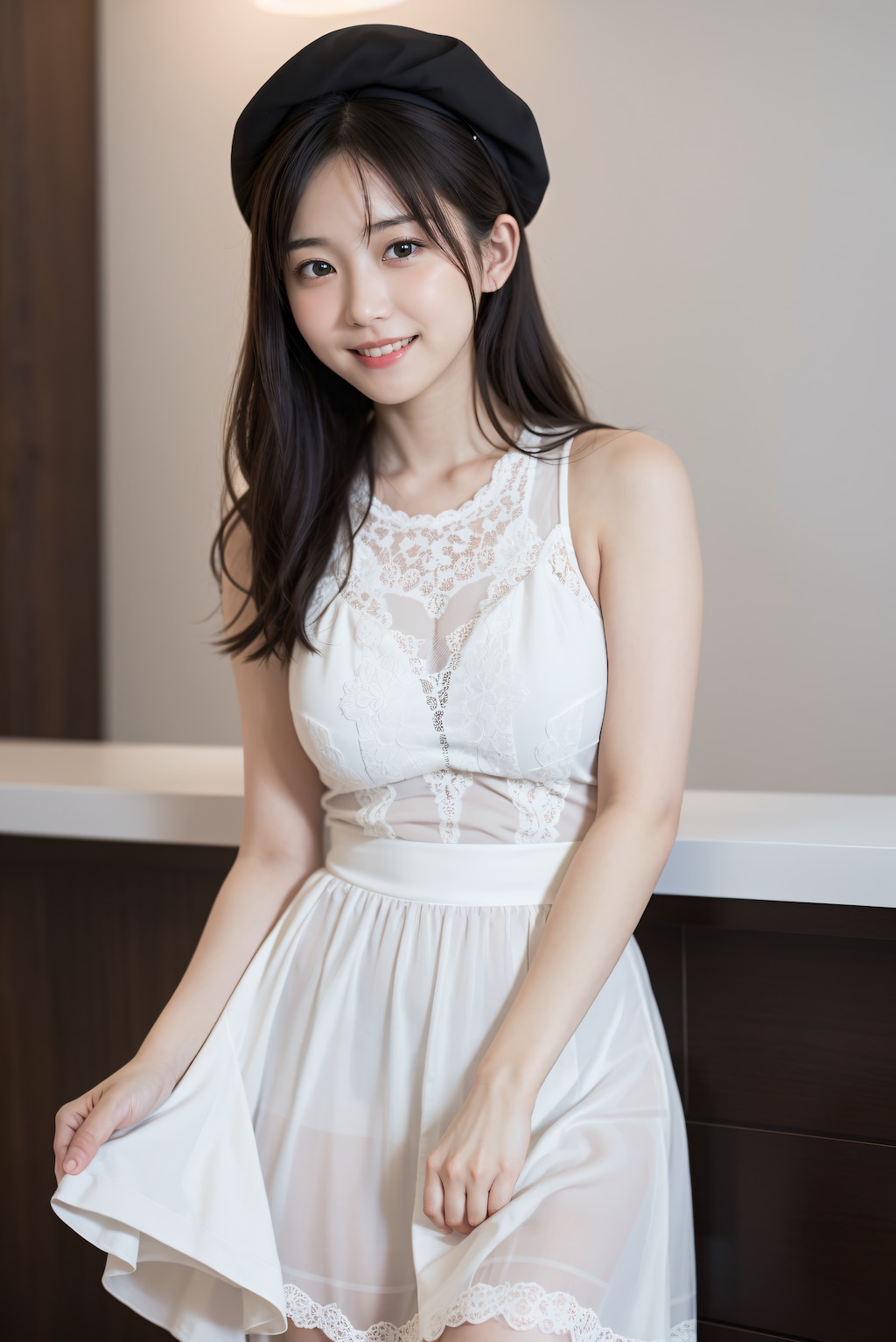 ドレス姿の受付嬢
