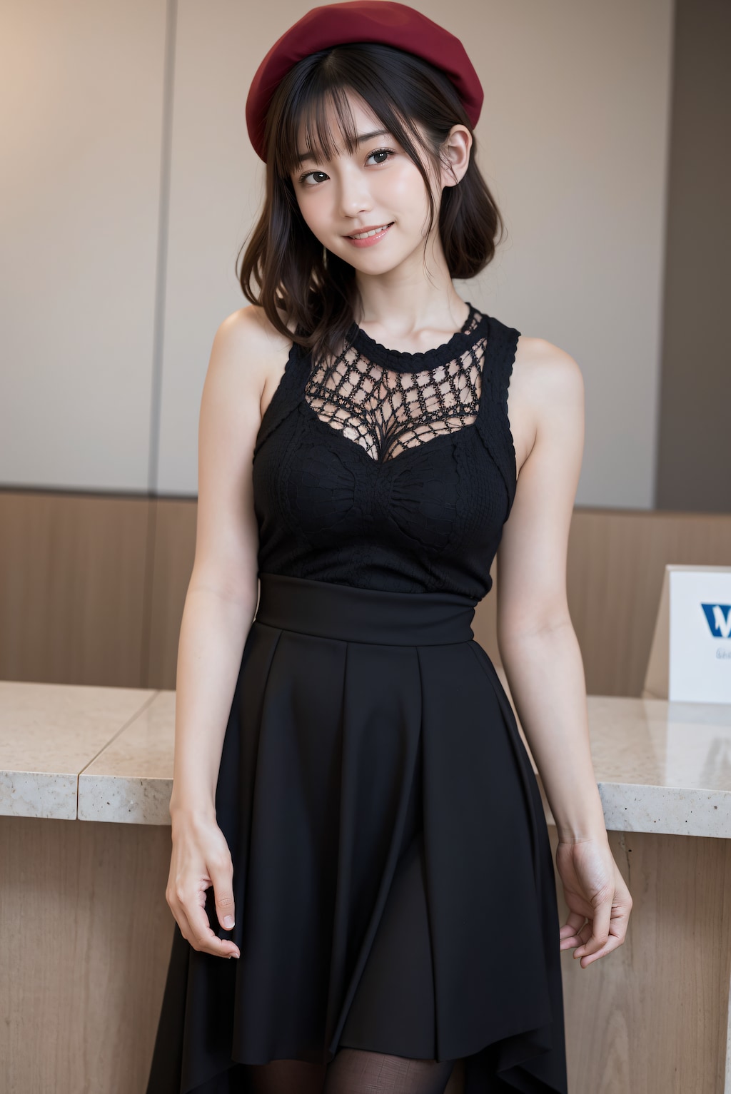 ドレス姿の受付嬢