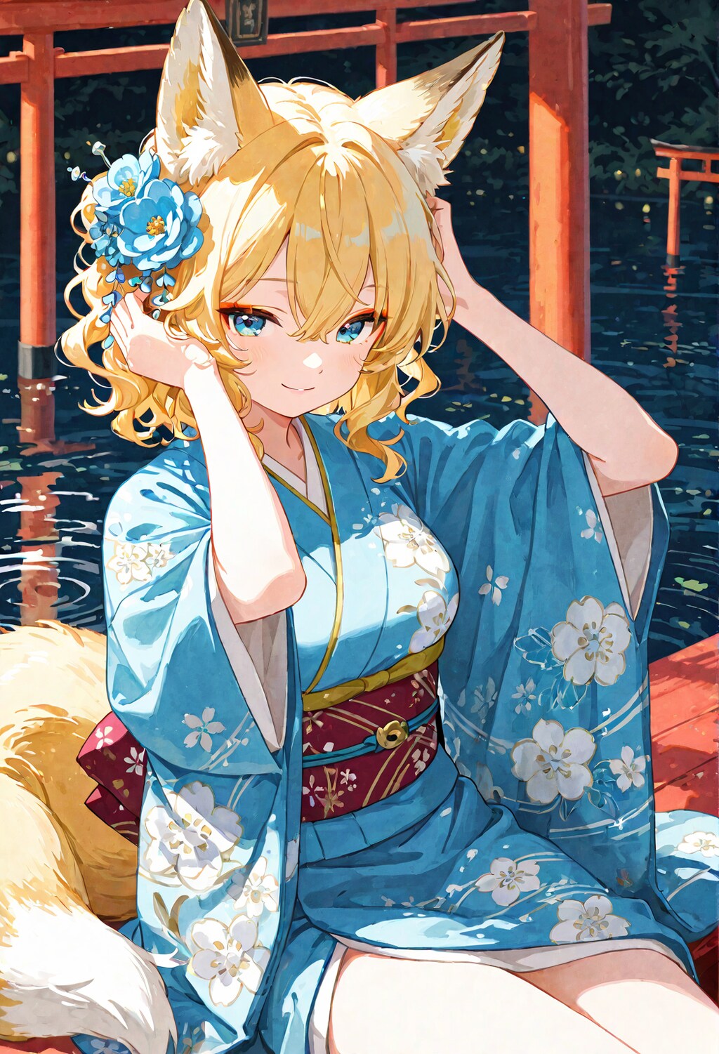 口元でピース 🦊