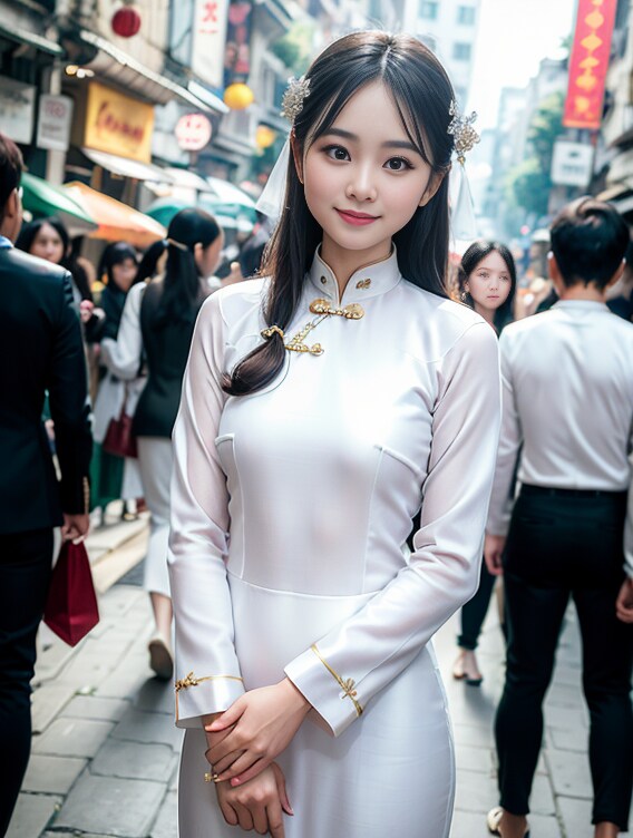 雑踏の中にたたずむベトナム少女