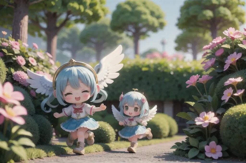 公園で遊ぶ天使達（フィギュア版）