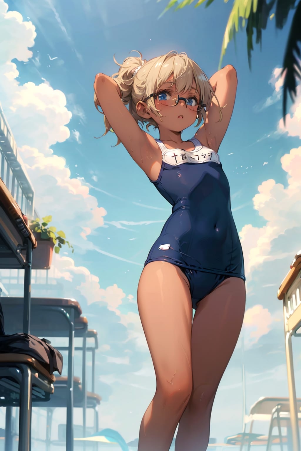 スク水の眼鏡っ娘