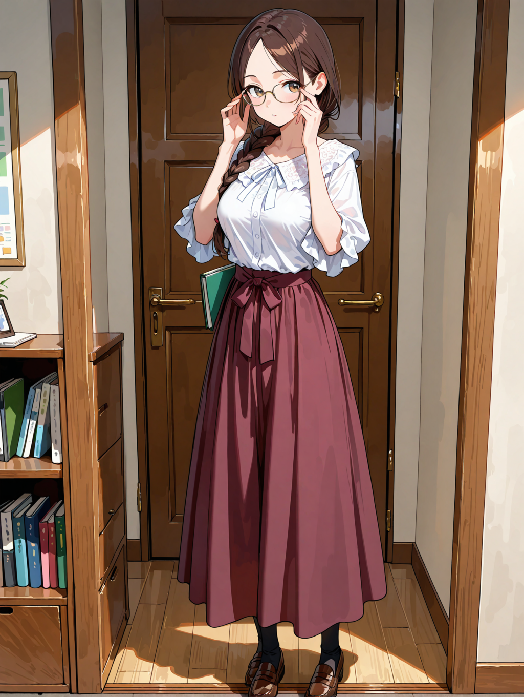 三つ編みポニーのお姉さん　全身像