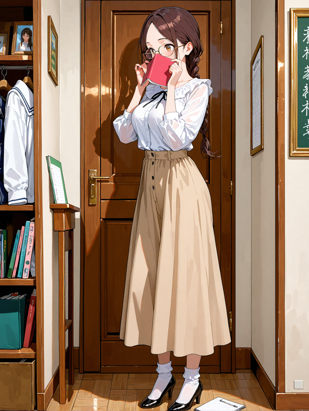 三つ編みポニーのお姉さん　全身像