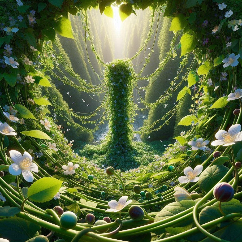 １背景　つる植物の小花咲き乱れ、オリジナル