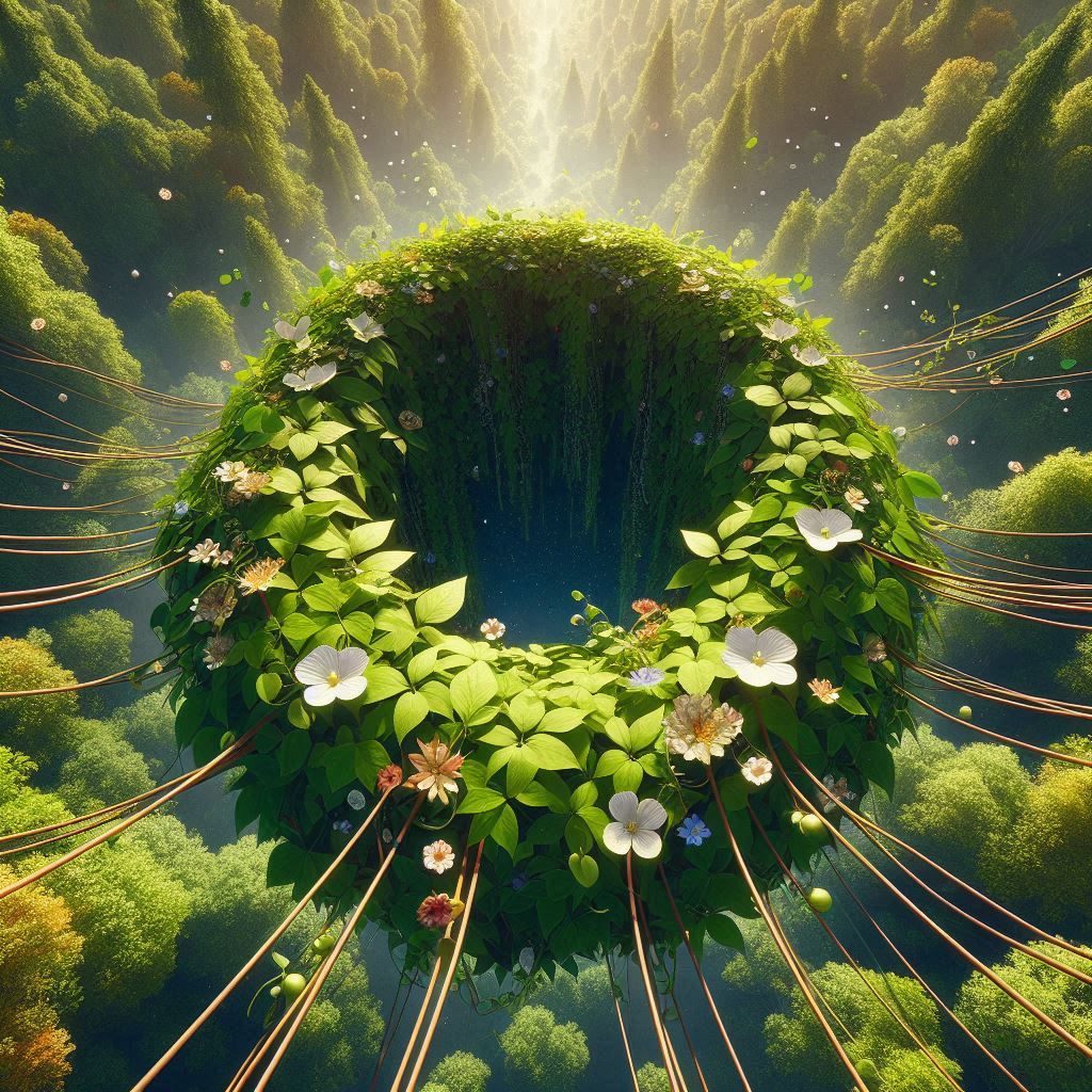 １背景　つる植物の小花咲き乱れ、オリジナル | の人気AIイラスト・グラビア