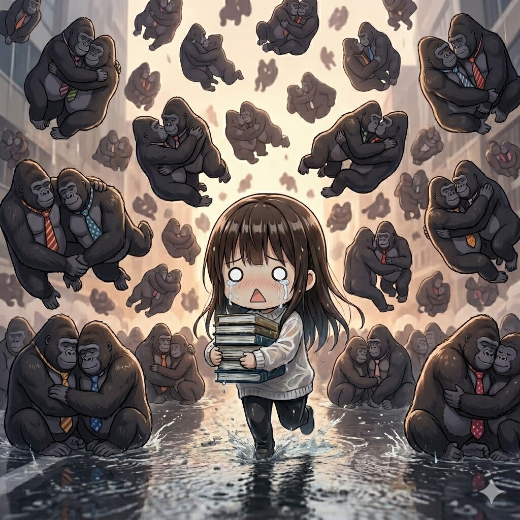 図書館帰りにゴリラゲイ雨に見舞われる奏音ちゃん