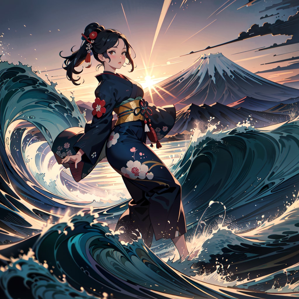 現代風北斎Tシャツ00053