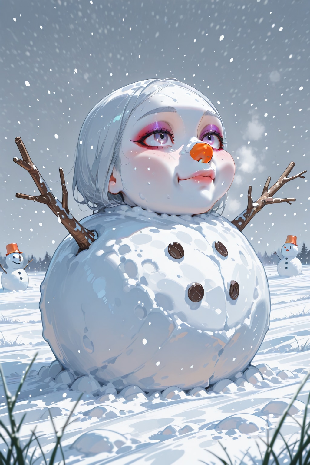 雪だるまもメイク