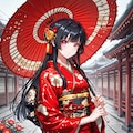 着物美人と和傘 2枚目