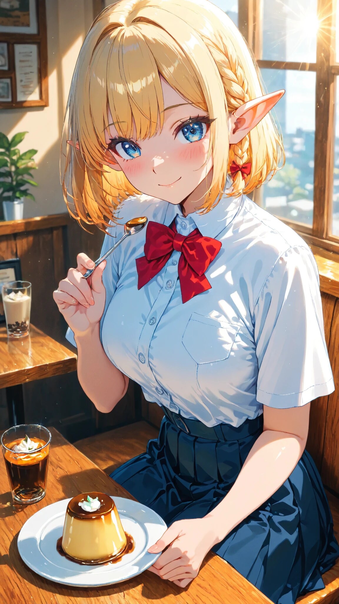 🧝‍♀️🍮 プリンの日「こういう昔ながらのプリン、好きなんです♪」 | の人気AIイラスト・グラビア