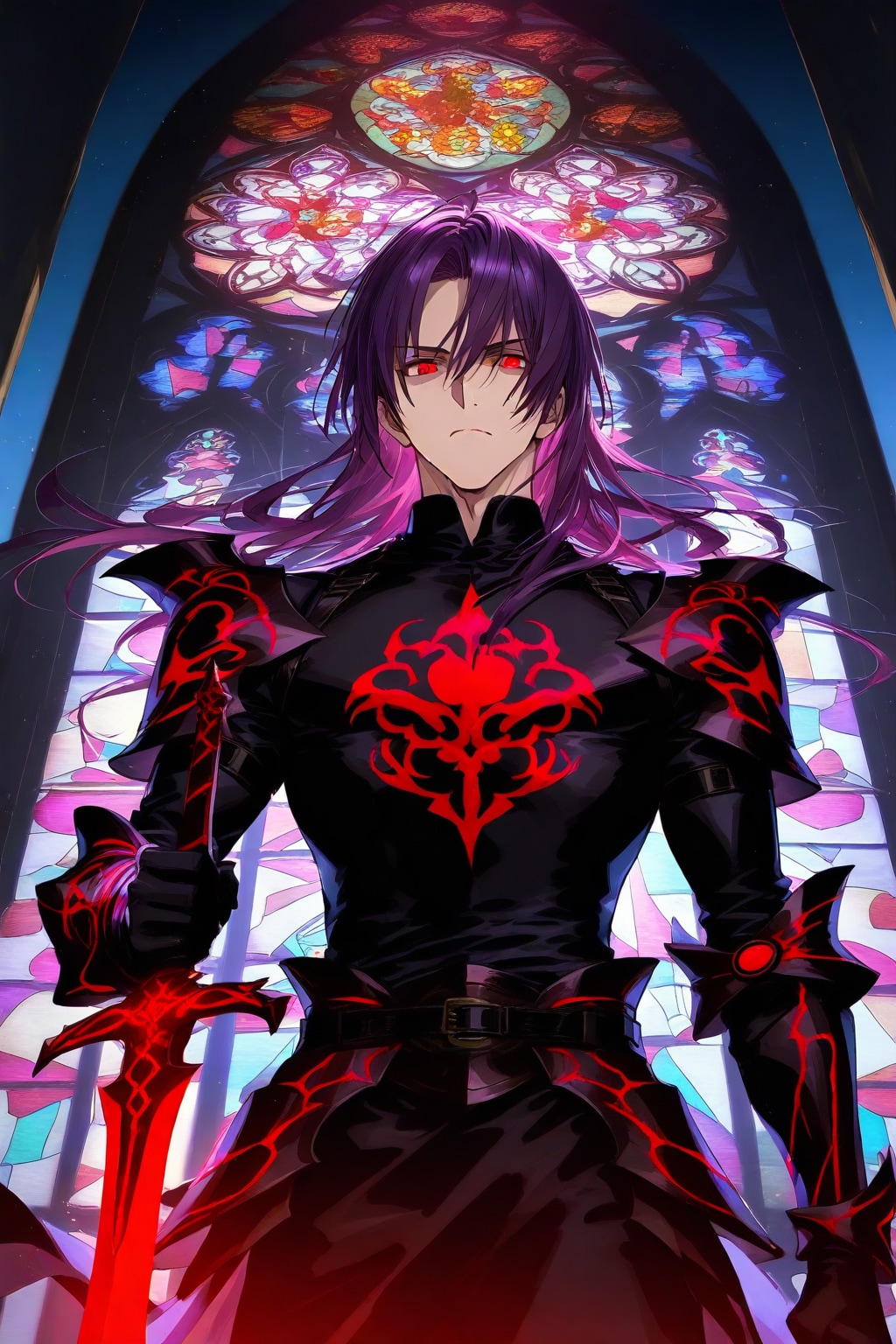 【イケメン】黒き聖騎士と紅の聖剣 | の人気AIイラスト・グラビア