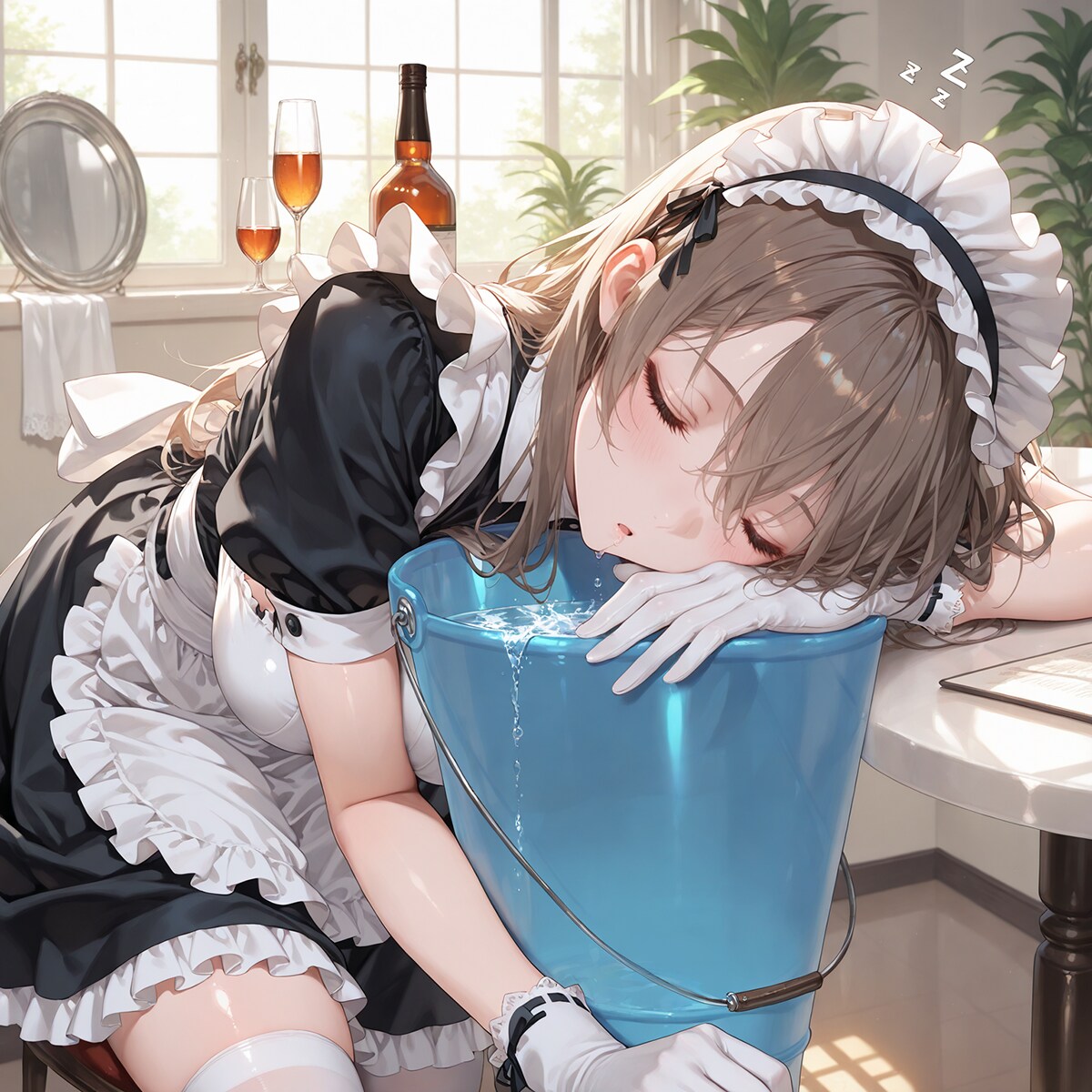 掃除途中で寝ちゃったメイドさん