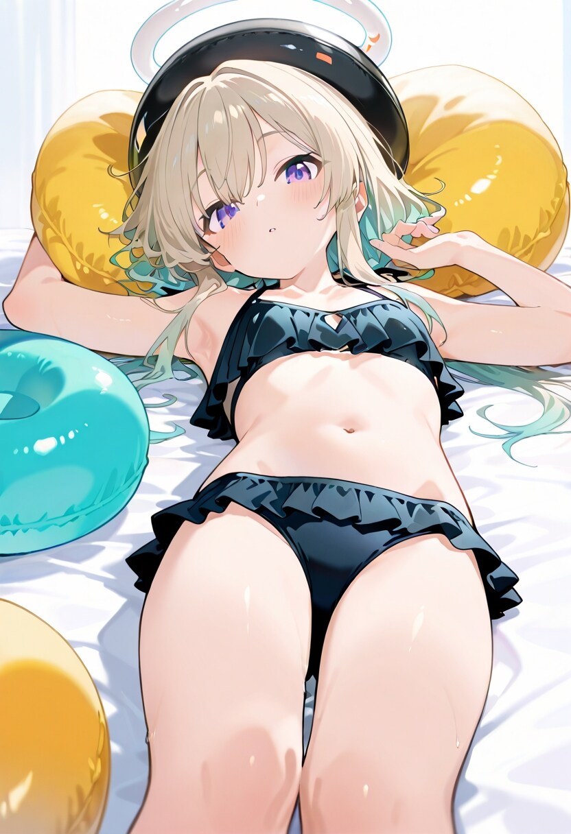 ベージュ髪娘水着