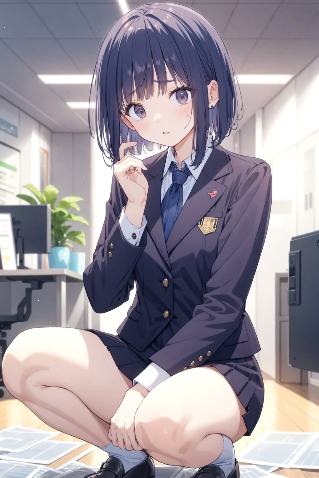 太もも！「プリント拾わなきゃ」