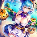 青髪ショートのエルフちゃんとハロウィン 3枚目