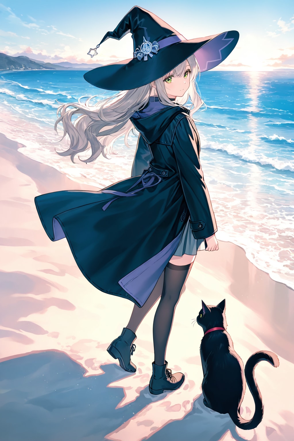 砂浜の魔女と黒猫
