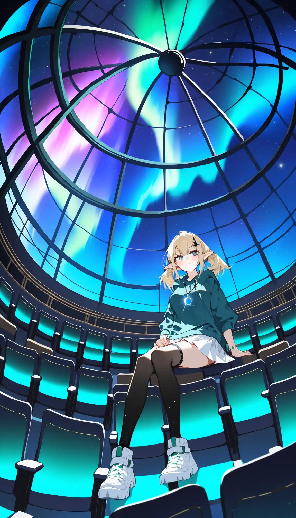 エルフ美少女とオーロラ