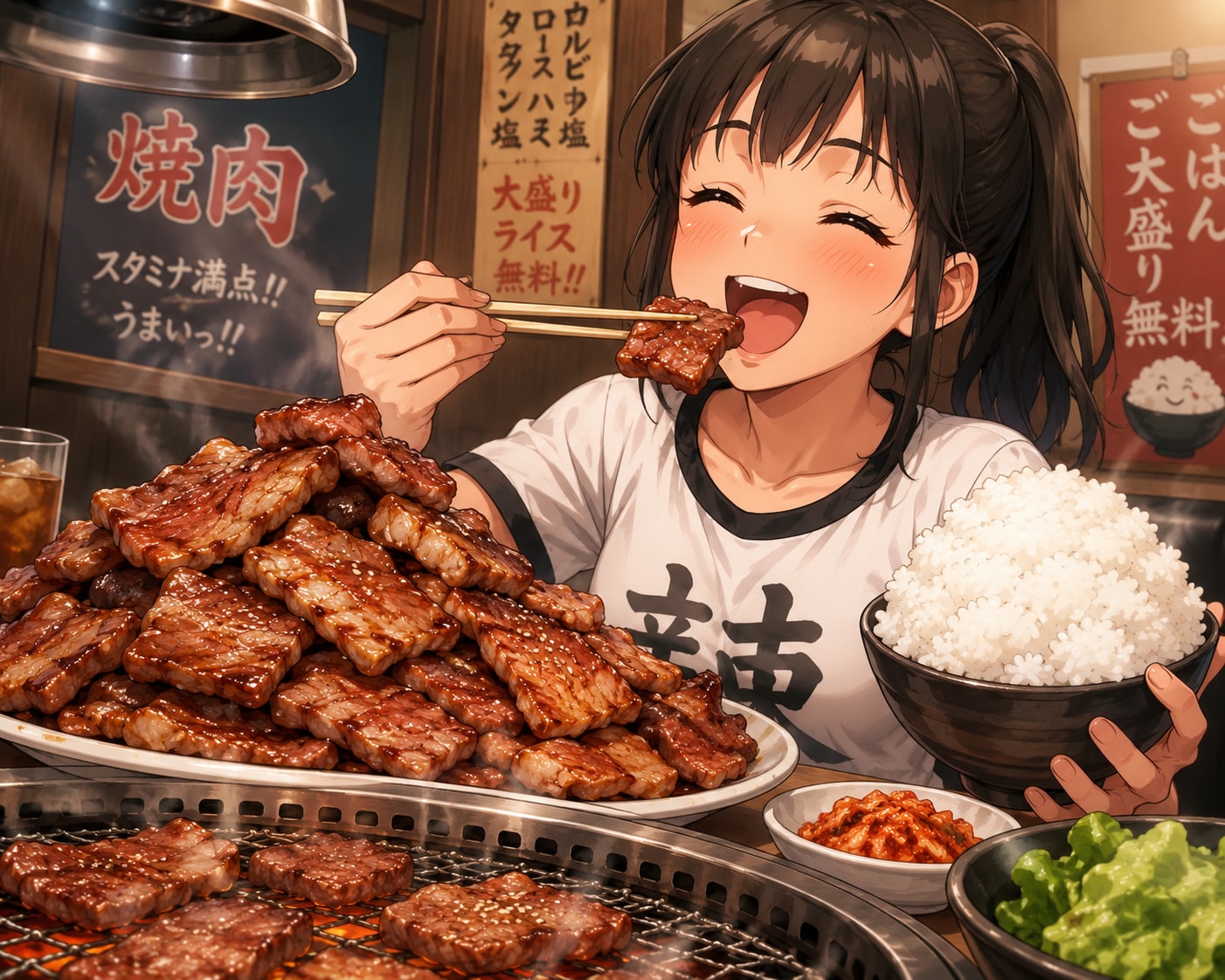 焼肉、食べ過ぎるべからず。そして、 | の人気AIイラスト・グラビア