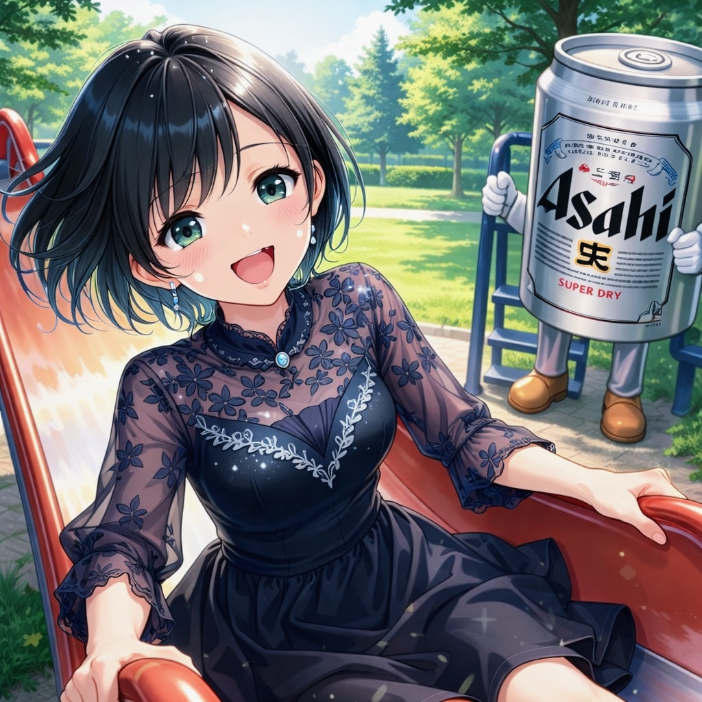 すべり台で遊ぶ藍音ちゃん