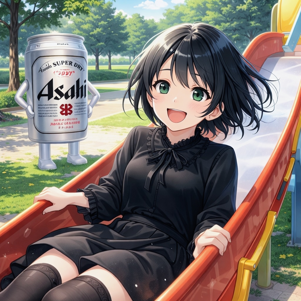 すべり台で遊ぶ藍音ちゃん