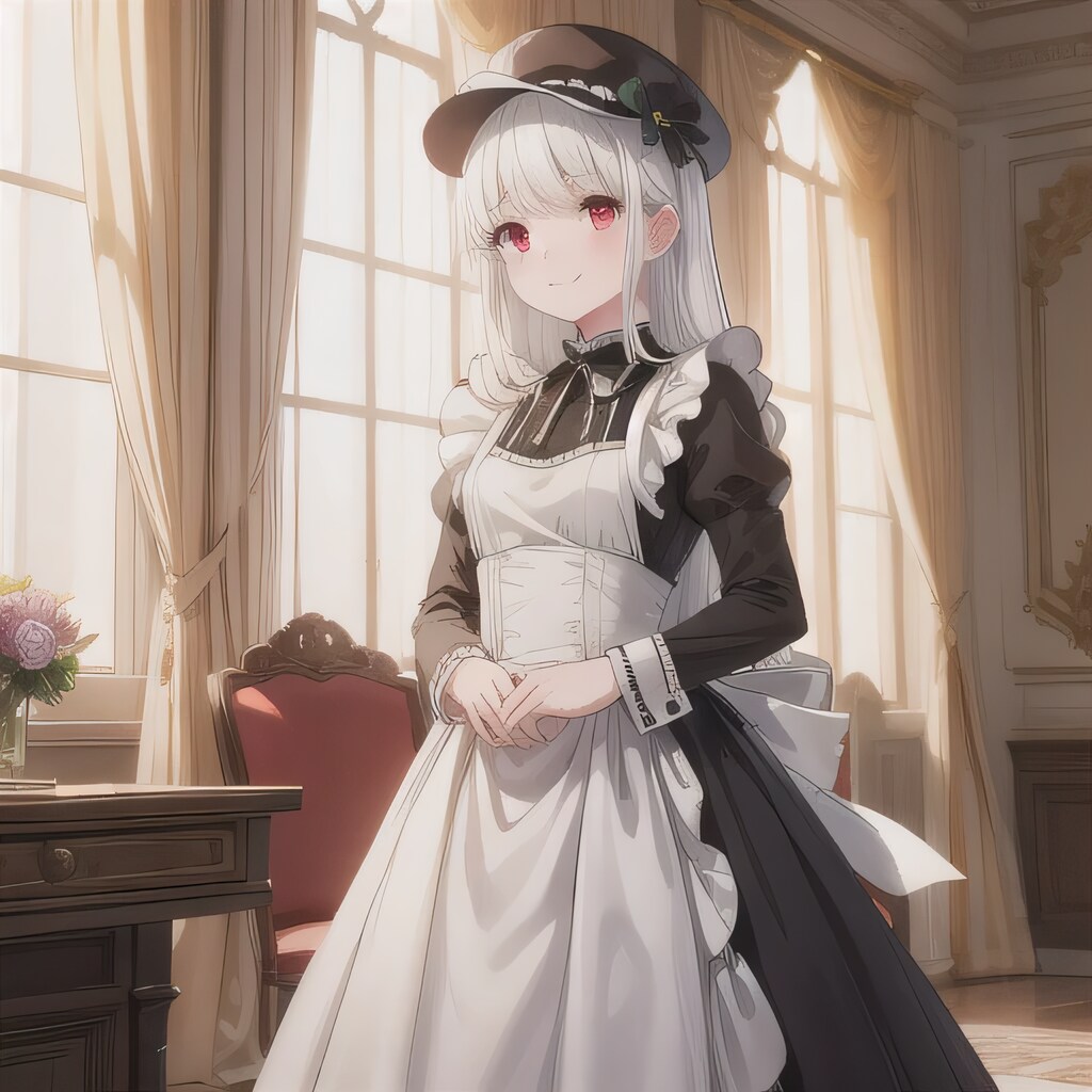 白髪ロングでメイド服の少女８