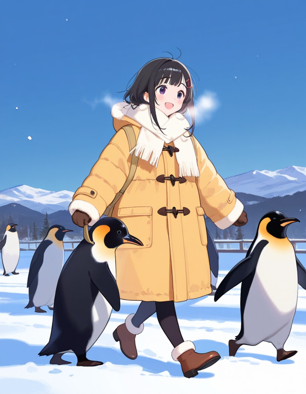 旭山動物園のペンギンの散歩