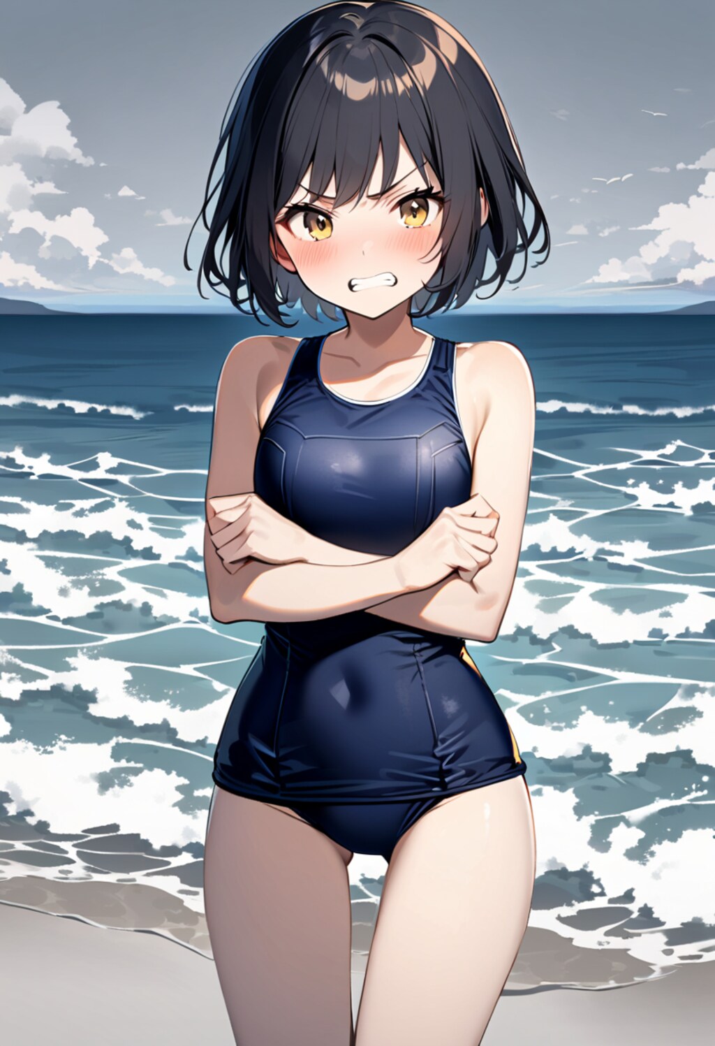 海で寒中水泳