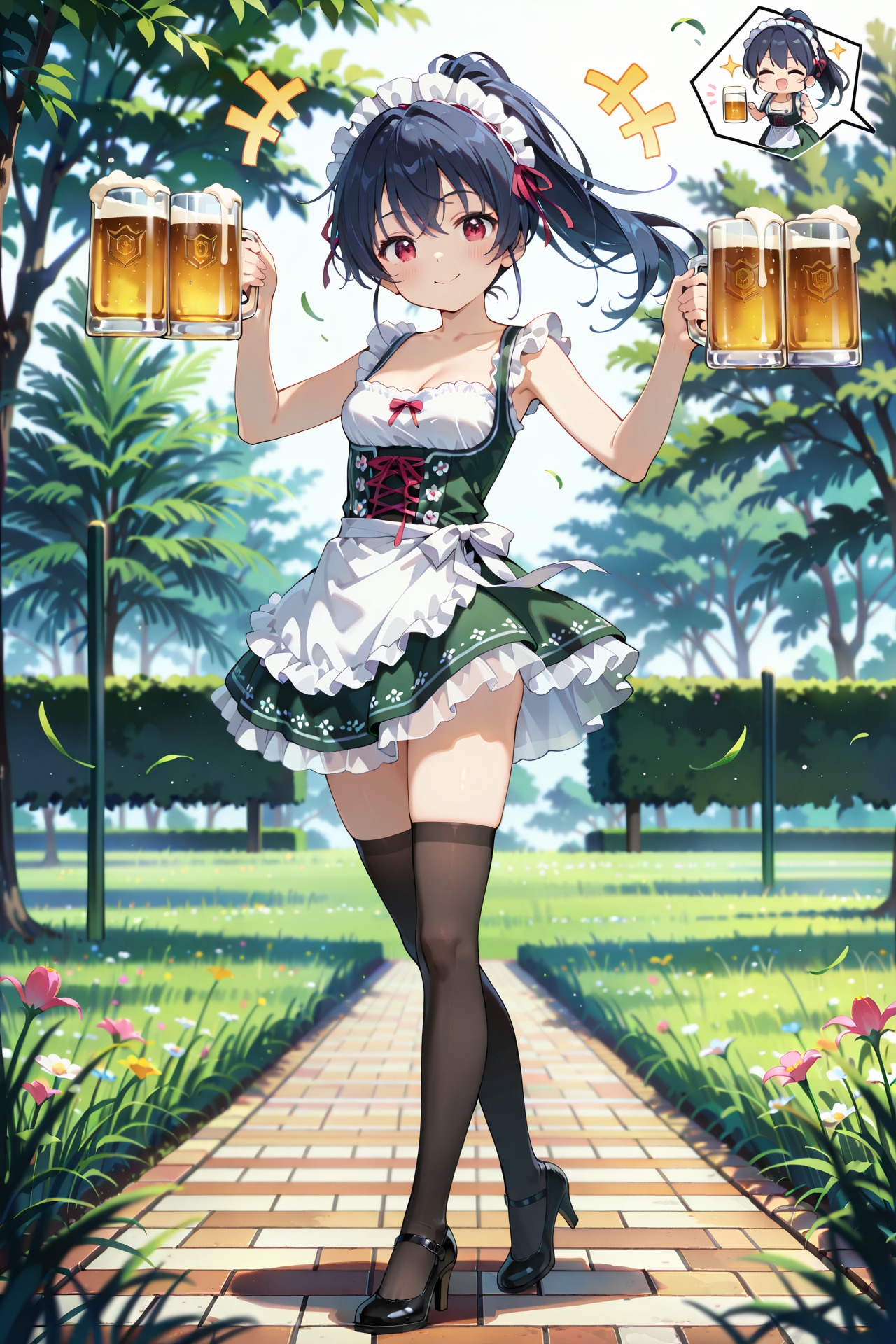 ジョッキと絶対領域の誘惑 Y611 | の人気AIイラスト・グラビア