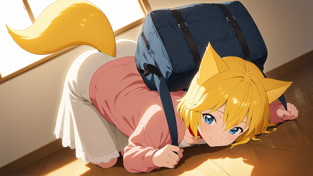 おでかけバッグを使って相手を悩殺してみろとお題を出されとりあえず地面にペタンと這いずってバッグを背負ってみたものの思っていたより重量があって気…