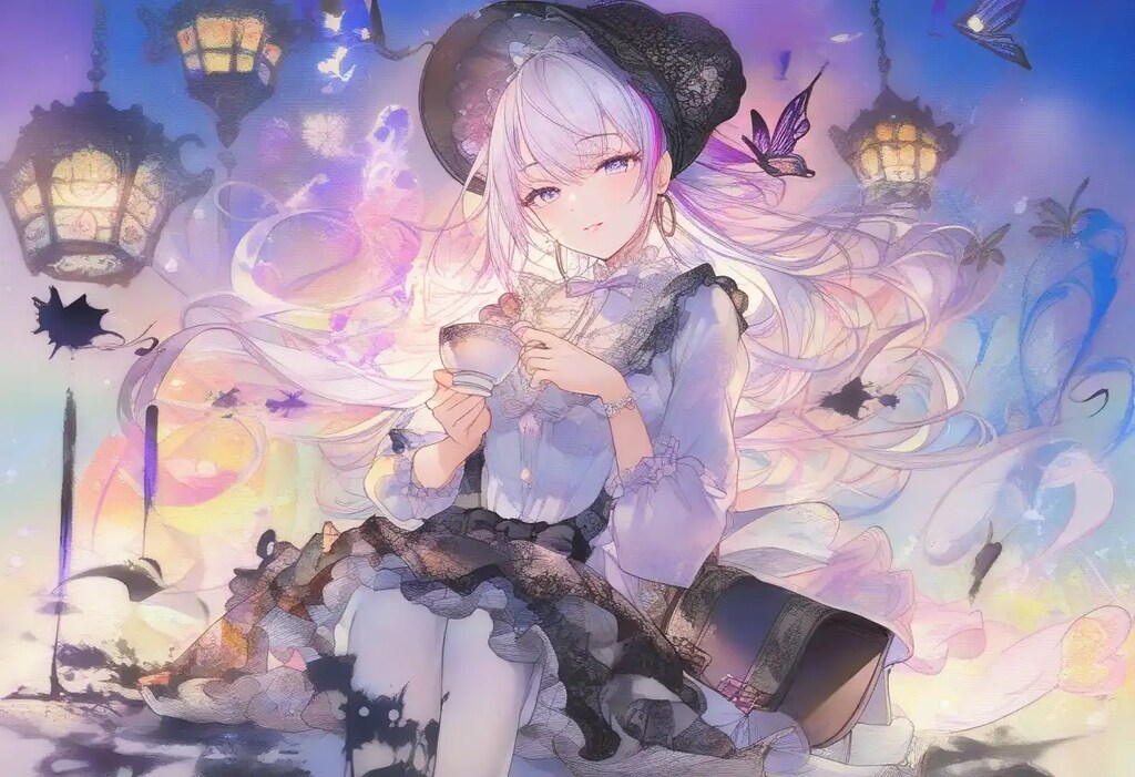 ゴスロリファッションでお茶会