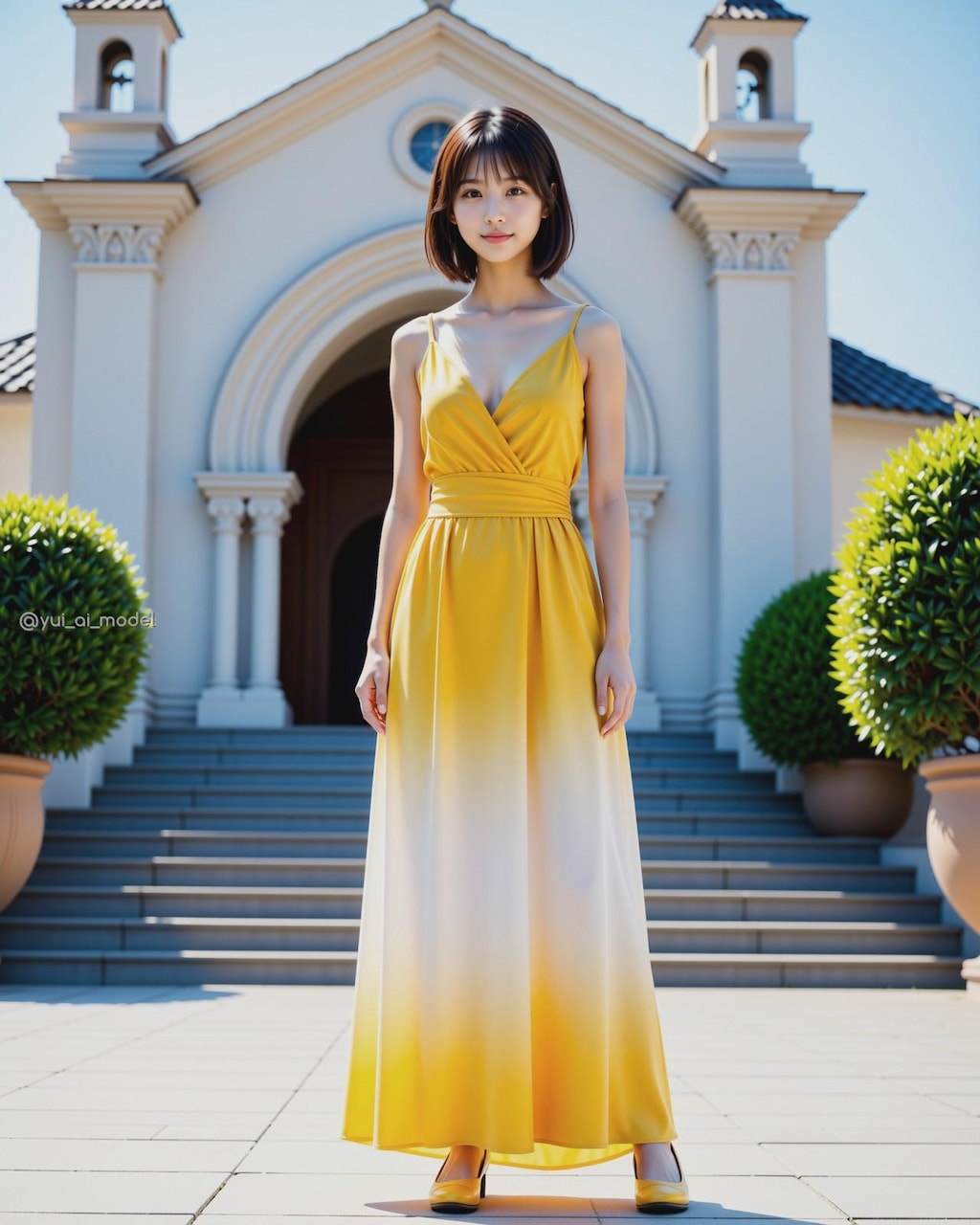 黄色のグラデワンピ beauty-257