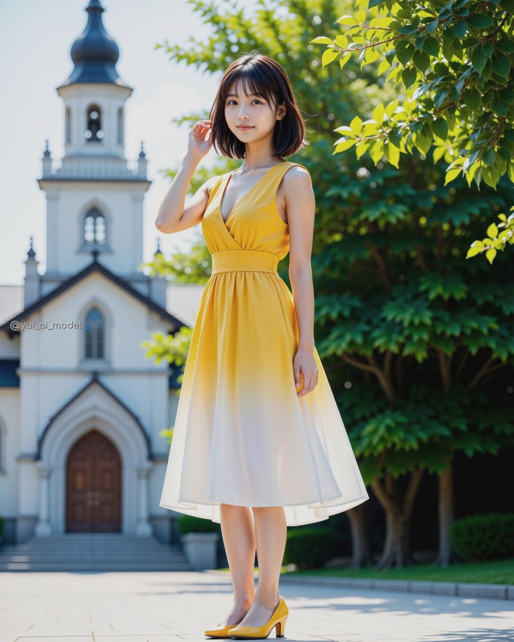 黄色のグラデワンピ beauty-257